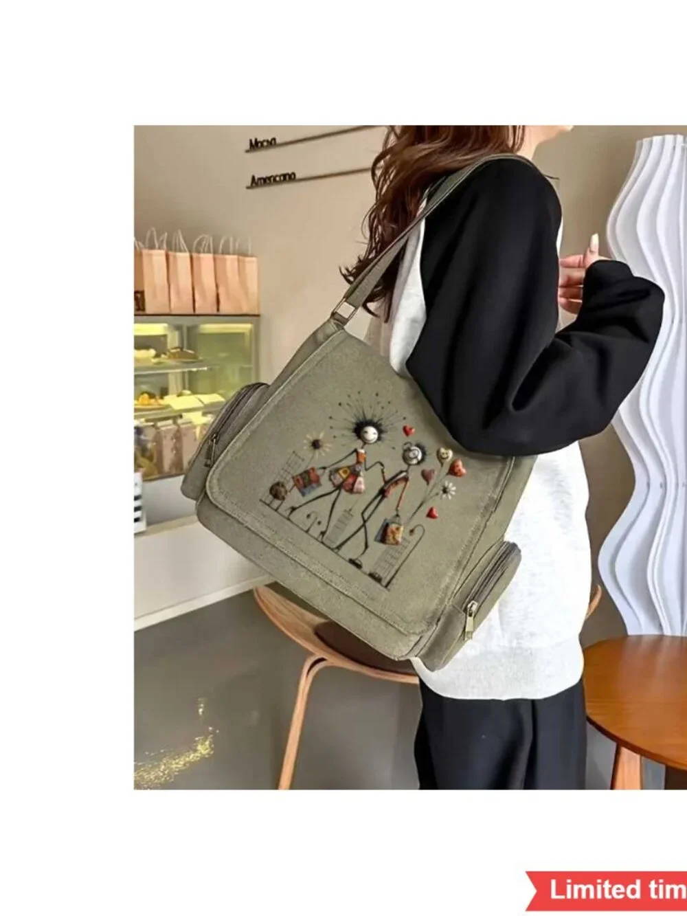 Retro Messenger Bag with Salem Pharmacist Bat Motif